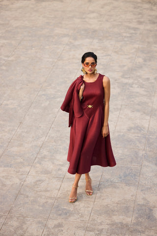 Evangeline Dress - Dark Maroon