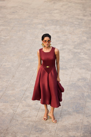 Evangeline Dress - Dark Maroon