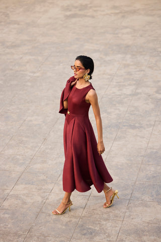 Evangeline Dress - Dark Maroon