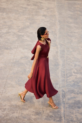Evangeline Dress - Dark Maroon
