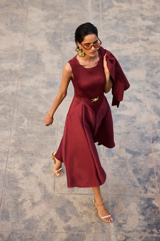 Evangeline Dress - Dark Maroon