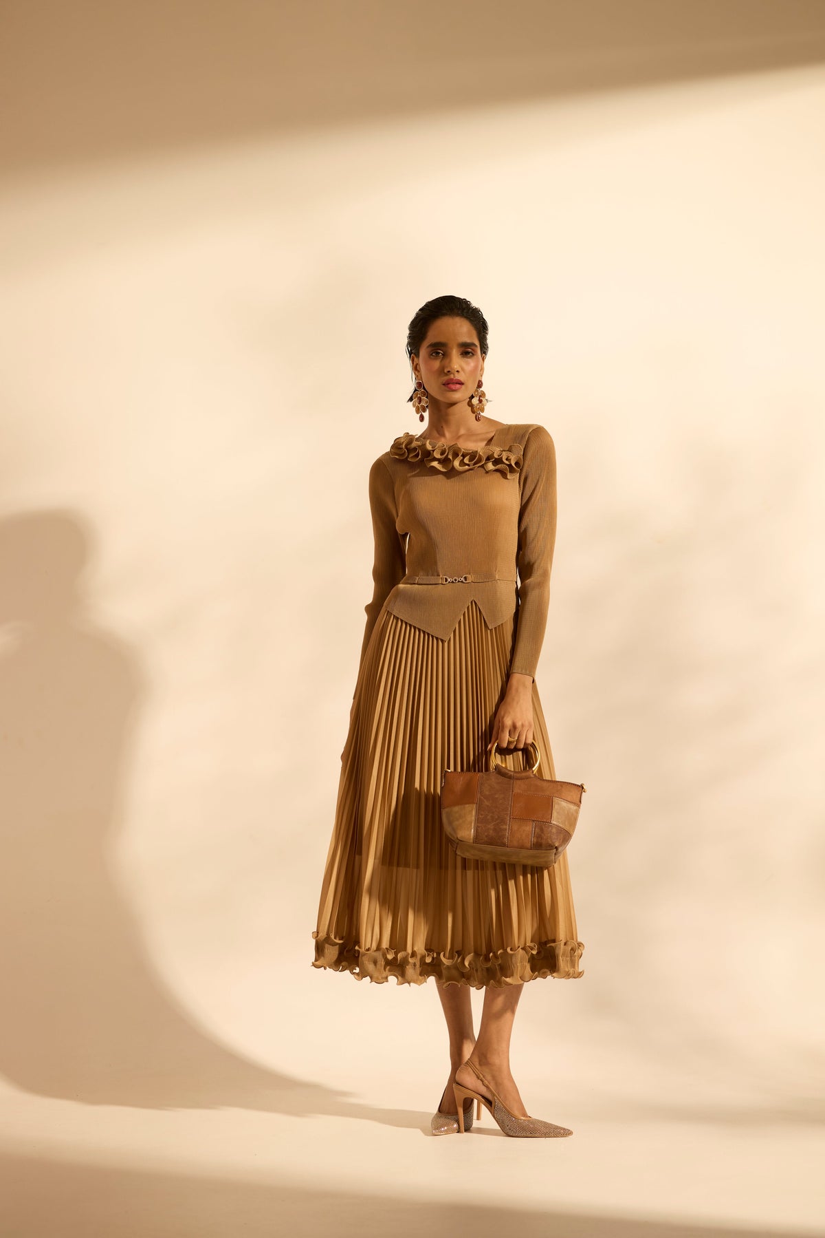 Elanor Ruffle Dress - Mocha