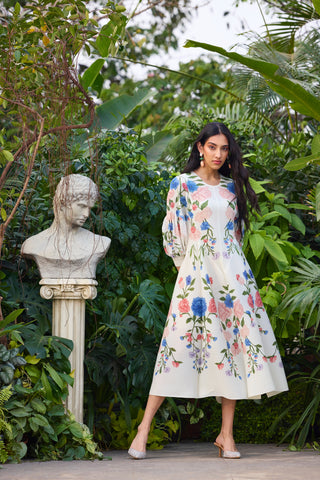 Meadow Peplum Dress - Off White