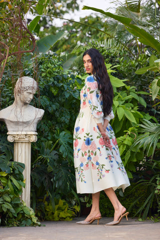 Meadow Peplum Dress - Off White