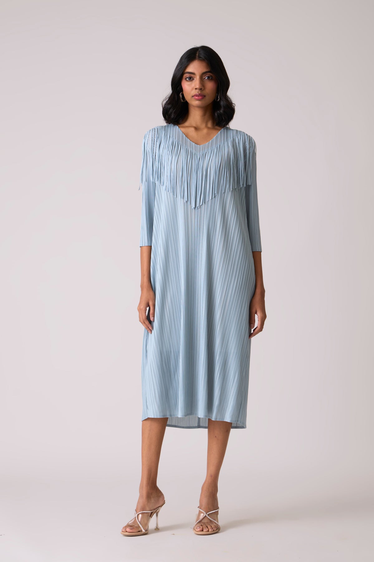 Gabby Fringe Dress - Pale Blue