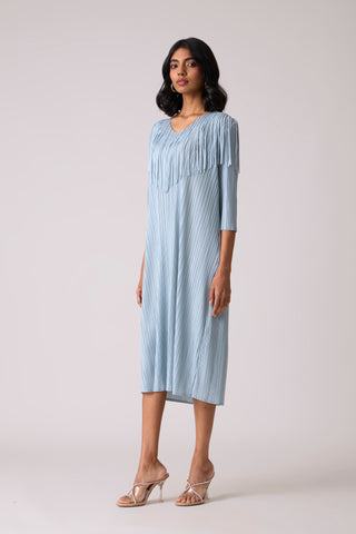 Gabby Fringe Dress - Pale Blue