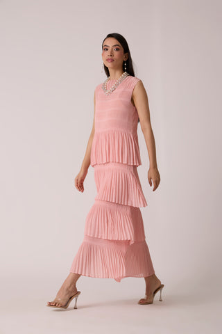 Nadia Tier Dress - Peach Pink