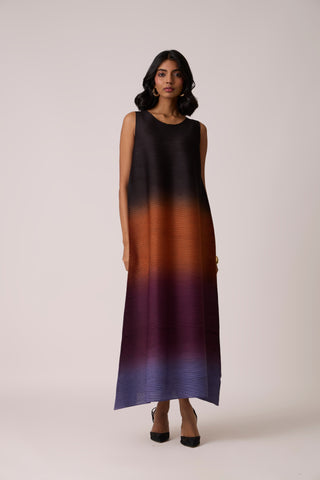 Lyria Ombre Dress - Rust & Purple