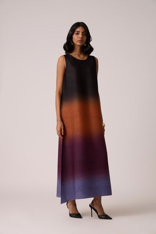 Lyria Ombre Dress - Rust & Purple