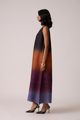 Lyria Ombre Dress - Rust & Purple