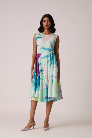 Aria Print Dress - Aqua