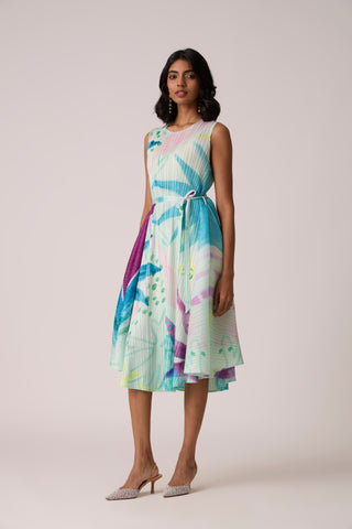 Aria Print Dress - Aqua