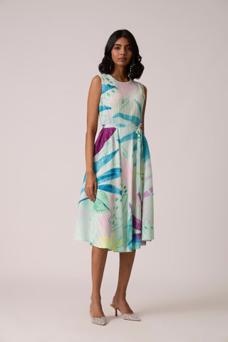 Aria Print Dress - Aqua