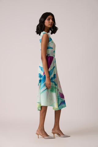 Aria Print Dress - Aqua