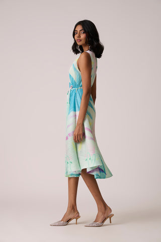 Aria Print Dress - Aqua