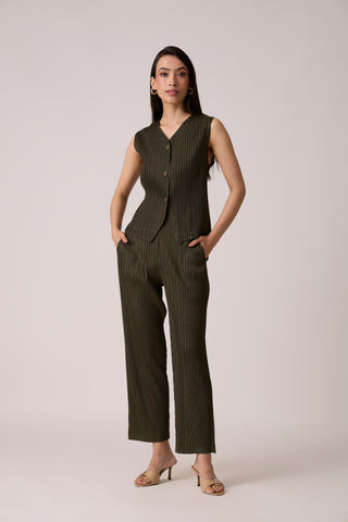 Aimee Vest Set - Army Green