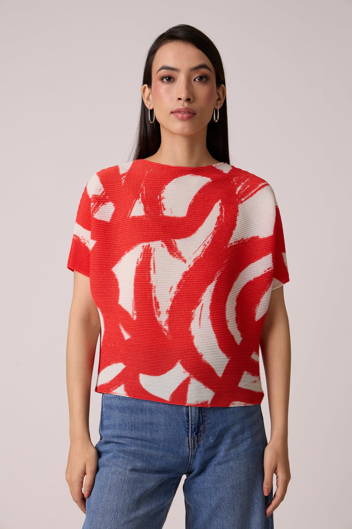 Liva Print Top - Red Orange