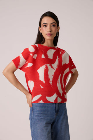 Liva Print Top - Red Orange