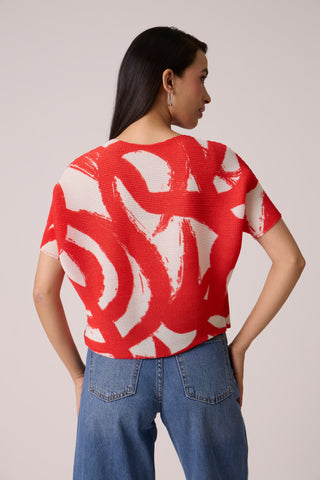 Liva Print Top - Red Orange