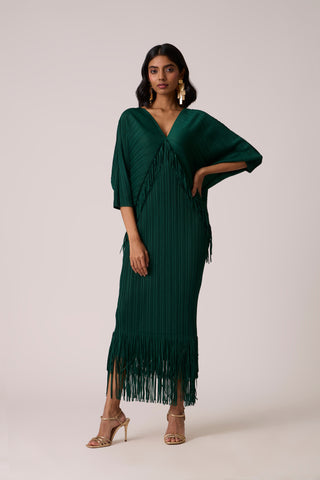 Blake Fringe Maxi Dress - Dark Green