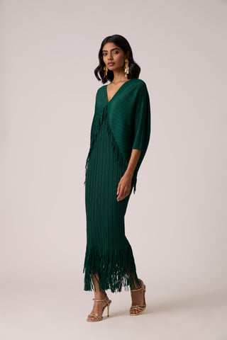 Blake Fringe Maxi Dress - Dark Green