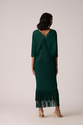 Blake Fringe Maxi Dress - Dark Green