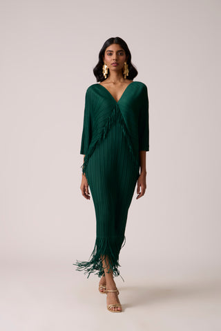 Blake Fringe Maxi Dress - Dark Green