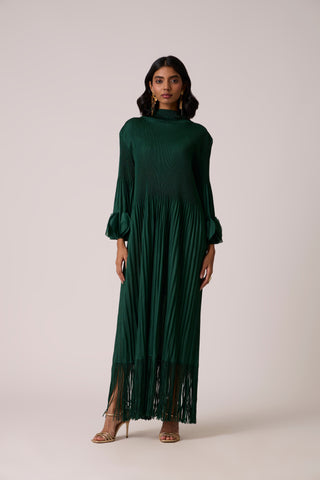 Ariane Fringe Maxi Dress - Dark Green