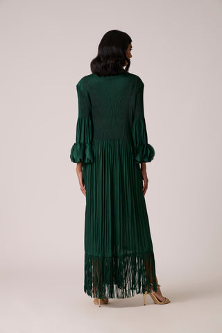 Ariane Fringe Maxi Dress - Dark Green