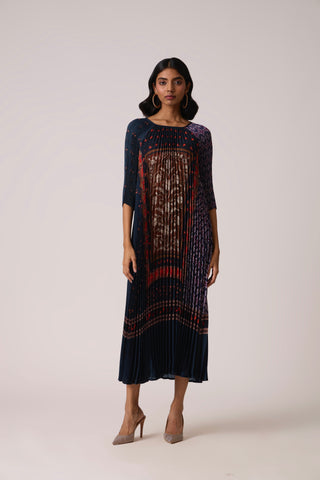 Enya Maxi Print Dress - Navy