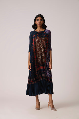Enya Maxi Print Dress - Navy