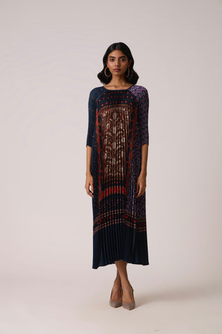 Enya Maxi Print Dress - Navy