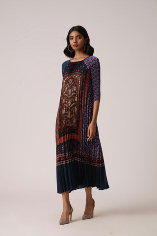 Enya Maxi Print Dress - Navy