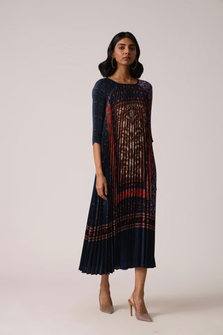 Enya Maxi Print Dress - Navy