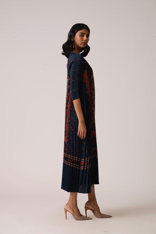 Enya Maxi Print Dress - Navy
