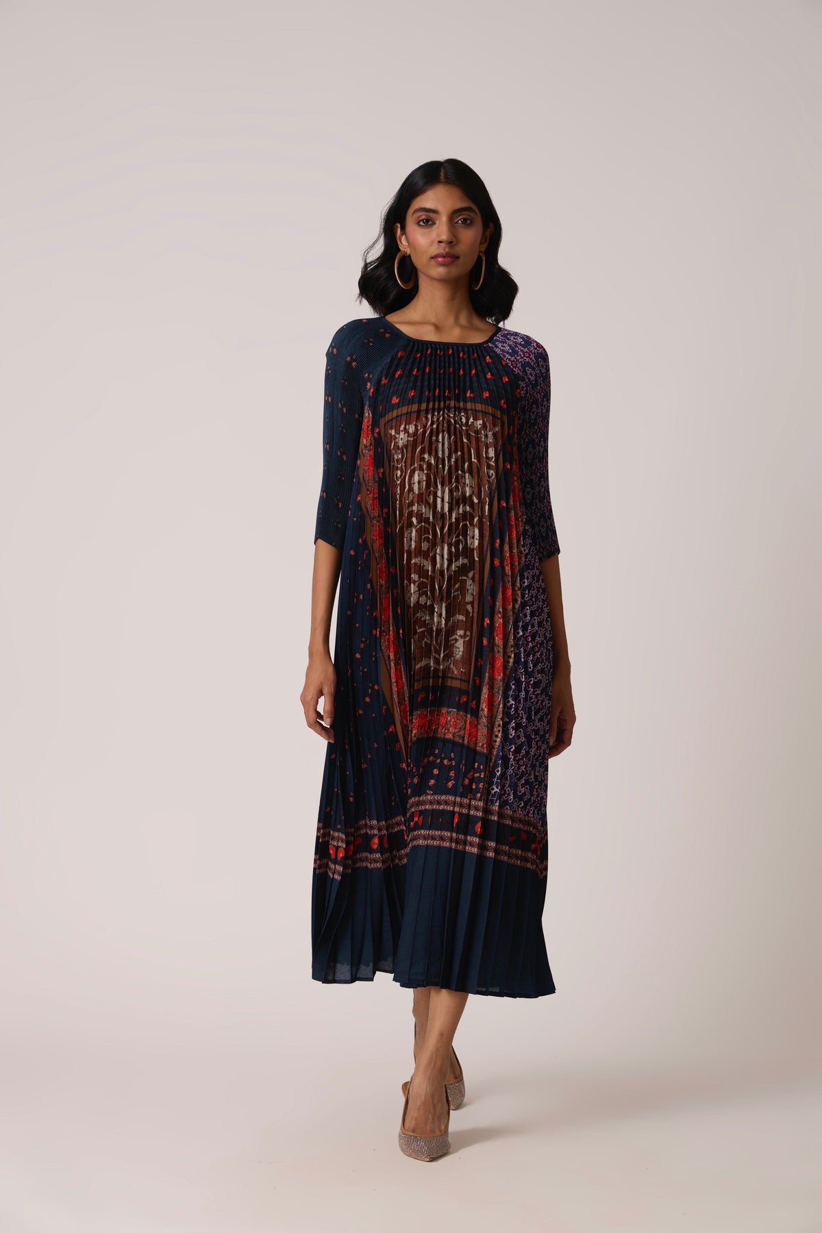 Enya Maxi Print Dress - Navy