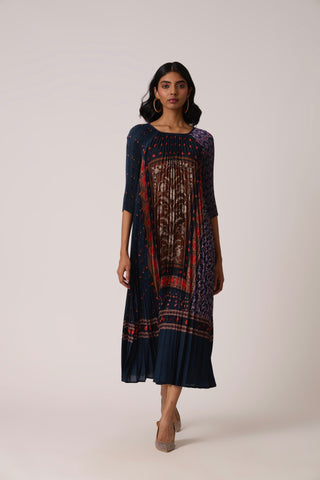 Enya Maxi Print Dress - Navy