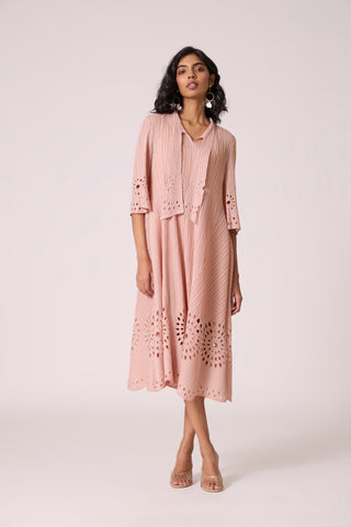 Leontine Cutwork Dress - Pale Pink