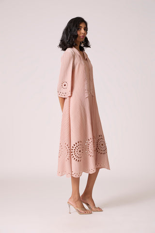 Leontine Cutwork Dress - Pale Pink