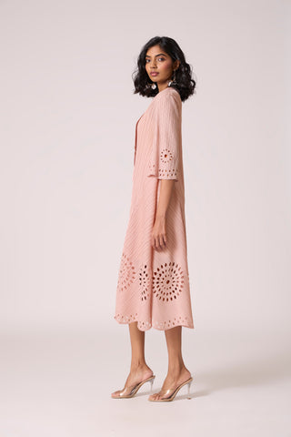 Leontine Cutwork Dress - Pale Pink