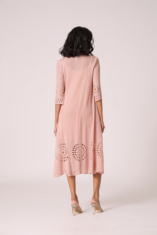 Leontine Cutwork Dress - Pale Pink