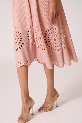 Leontine Cutwork Dress - Pale Pink