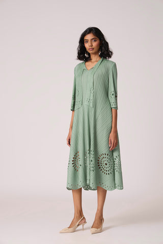 Leontine Cutwork Dress - Mint Green