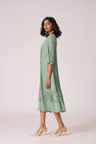 Leontine Cutwork Dress - Mint Green