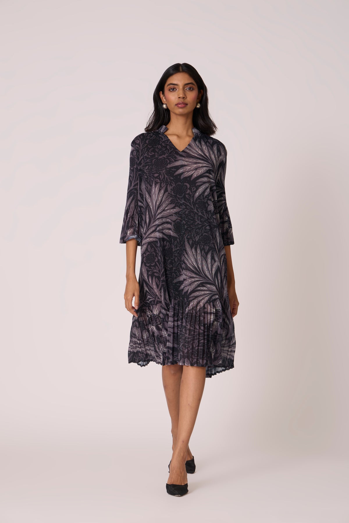 Reene Print Dress - Black