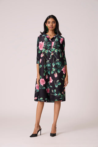 Rory Rose Print Dress - Black