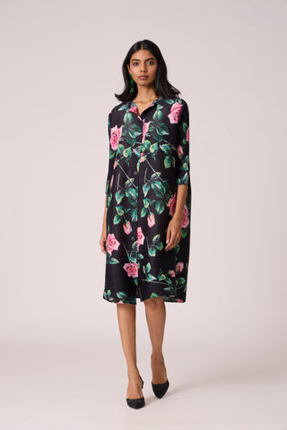 Rory Rose Print Dress - Black