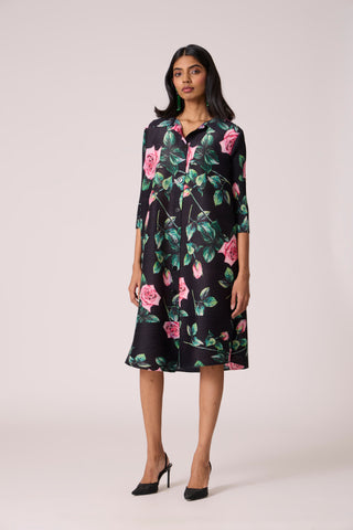 Rory Rose Print Dress - Black