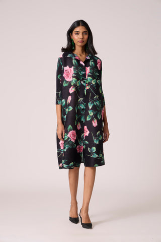 Rory Rose Print Dress - Black