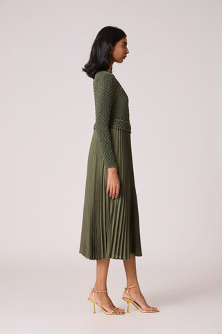Laurel Crush Dress - Olive Green